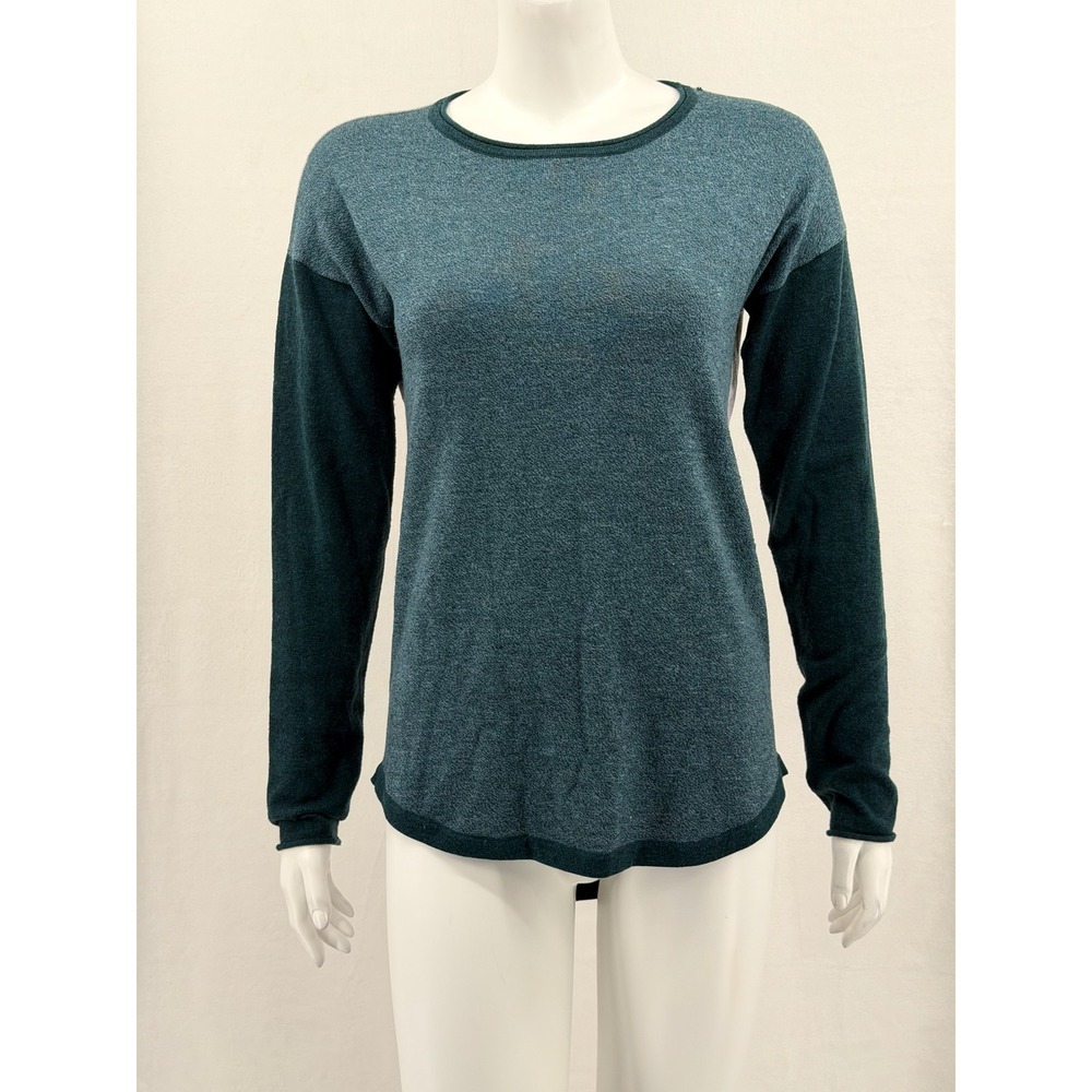 Smartwool Sweater Womens Small Green Shadow Pine Colorblock Wool Blend Autumn